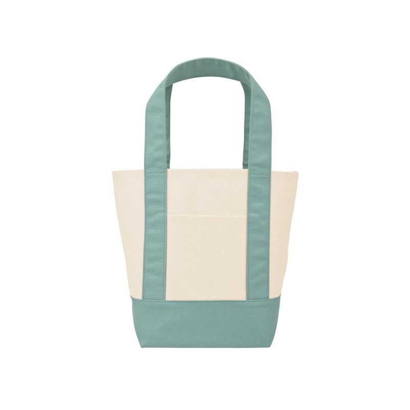 Custom Mini Canvas Tote - Pastel Green with logo - 1