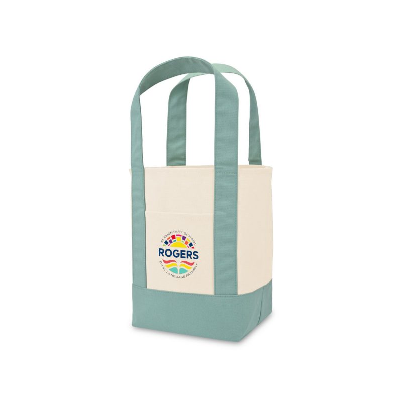 Custom Mini Canvas Tote - Pastel Green with logo - 2