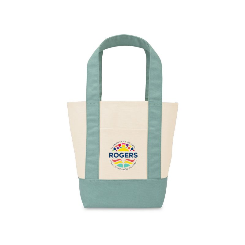 Custom Mini Canvas Tote - Pastel Green with logo