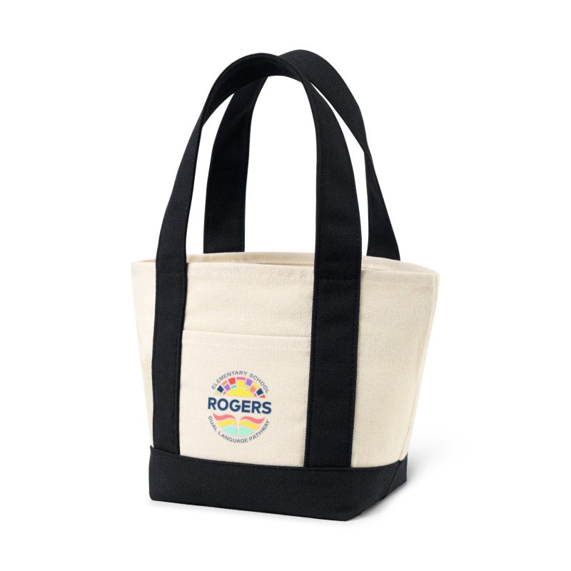 Custom Petite Canvas Tote - Black with logo - 2