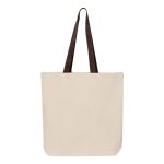Custom Q-Tees 11L Canvas Tote With Contrast-Color Handles - Q4400 with logo - 2