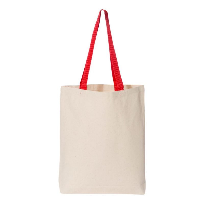 Custom Q-Tees 11L Canvas Tote With Contrast-Color Handles - Q4400 with logo - 7