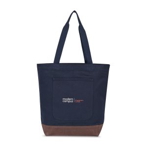 Custom Ivy Recycled Cotton Tote - AWARE™ - Navy with logo