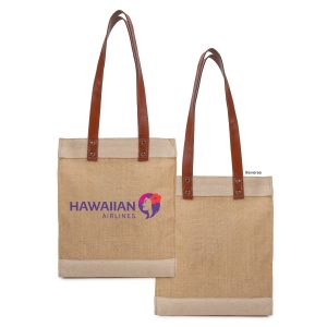 Custom Premium Weave Golden Jute Tote Bag with logo