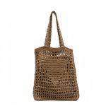 Custom Eco-Friendly Hand-Woven Bohemian Summer Paper Straw Tote Bag with logo - 1
