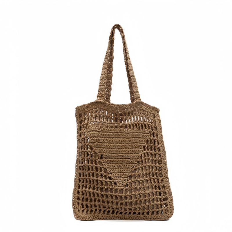 Custom Eco-Friendly Hand-Woven Bohemian Summer Paper Straw Tote Bag with logo - 1