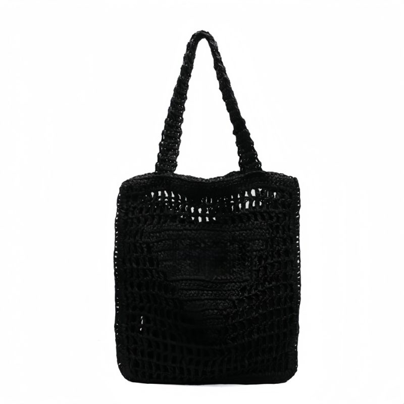 Custom Eco-Friendly Hand-Woven Bohemian Summer Paper Straw Tote Bag with logo - 2