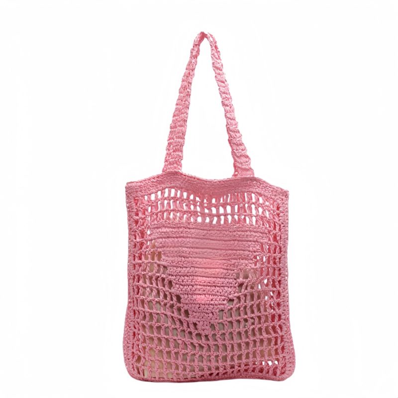 Custom Eco-Friendly Hand-Woven Bohemian Summer Paper Straw Tote Bag with logo - 5