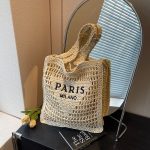 Custom Eco-Friendly Hand-Woven Bohemian Summer Paper Straw Tote Bag with logo - 7