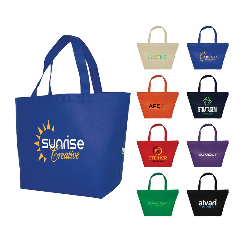 Custom Naomi Non-Woven Recycled Gussetted Tote Bag with logo