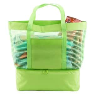 Custom 2" 1 Striped Mesh Beach Bag Cooler with logo - 1