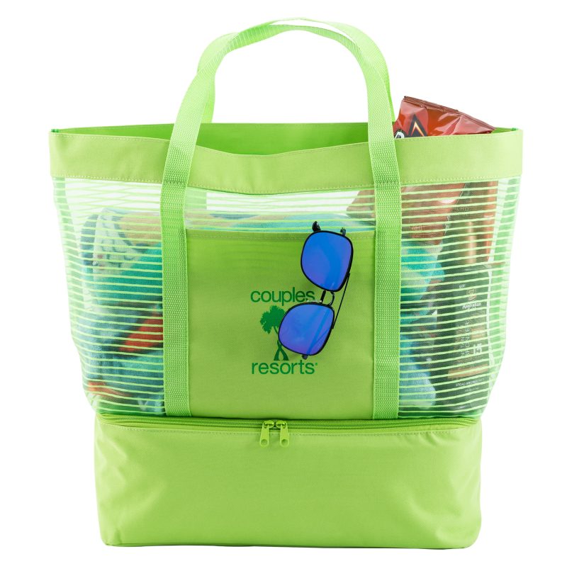 Custom 2" 1 Striped Mesh Beach Bag Cooler with logo - 3