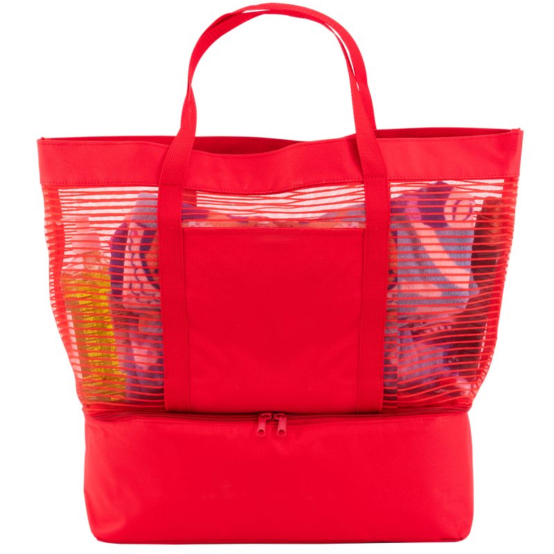 Custom 2" 1 Striped Mesh Beach Bag Cooler with logo - 4