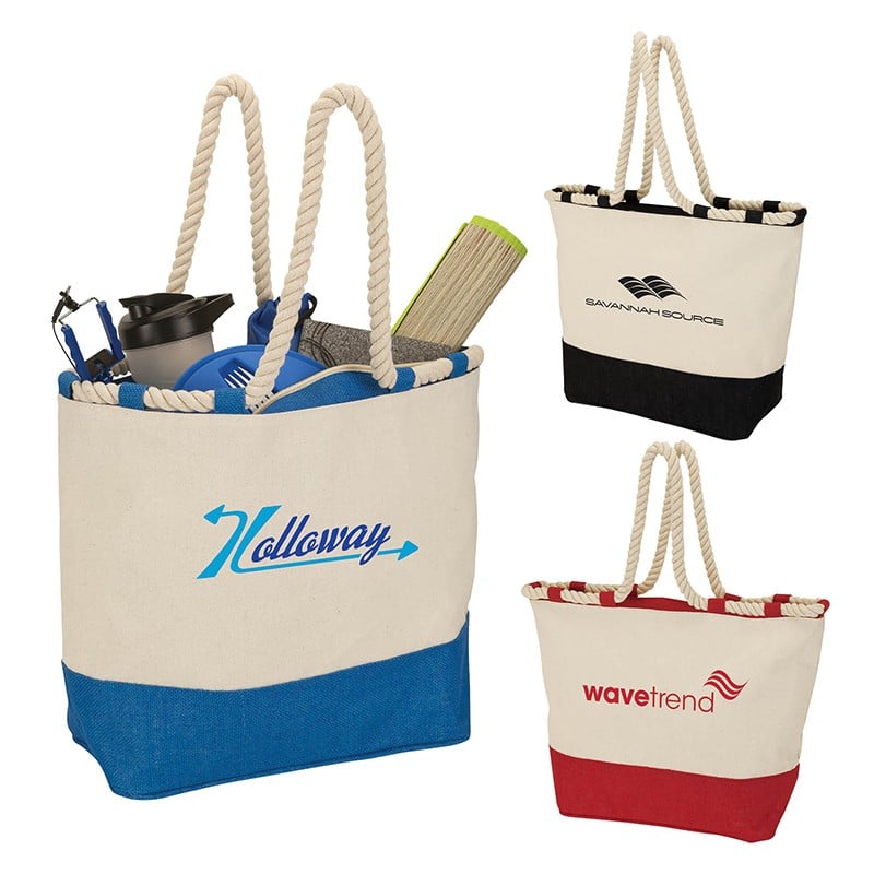 Custom Barcelona Canvas & Jute Tote with logo