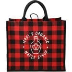Custom Buffalo Plaid Printed Jute Tote with logo