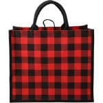 Custom Buffalo Plaid Printed Jute Tote with logo - 7