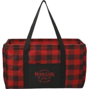 Custom Buffalo Plaid Utility Tote with logo