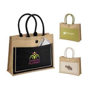 Custom Camden Natural Jute Tote with logo