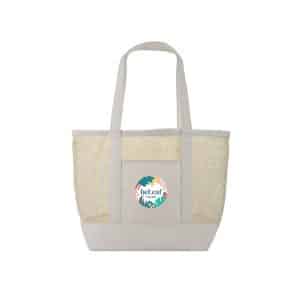 Custom Canvas Mesh Tote - Natural with logo