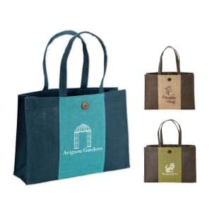 Custom Charlotte Natural Jute Tote with logo