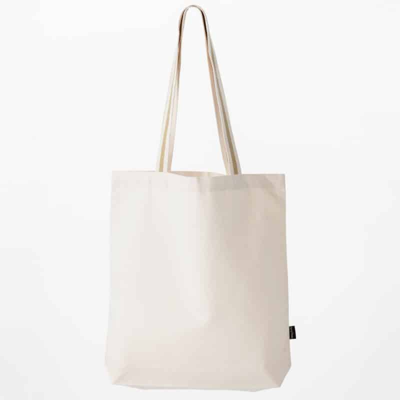Custom Deluxe Canvas Tote Bag with Striped Handles with logo - 3