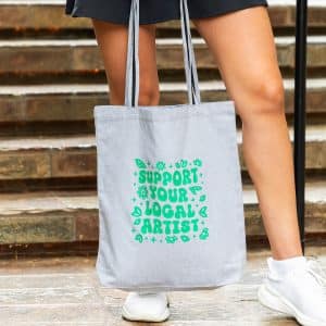Custom Deluxe Canvas Tote Bag with Striped Handles with logo