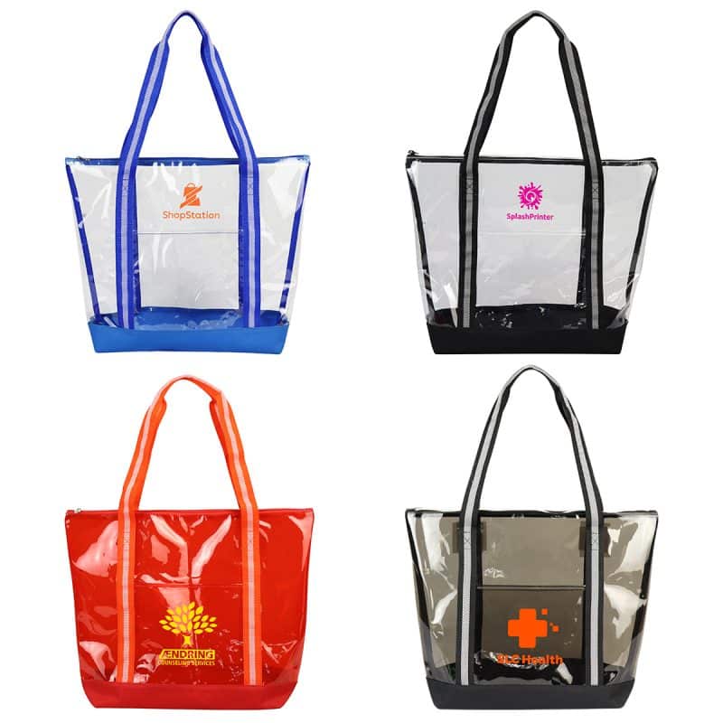 Custom Diamond Clear TPU Zippered Tote with logo