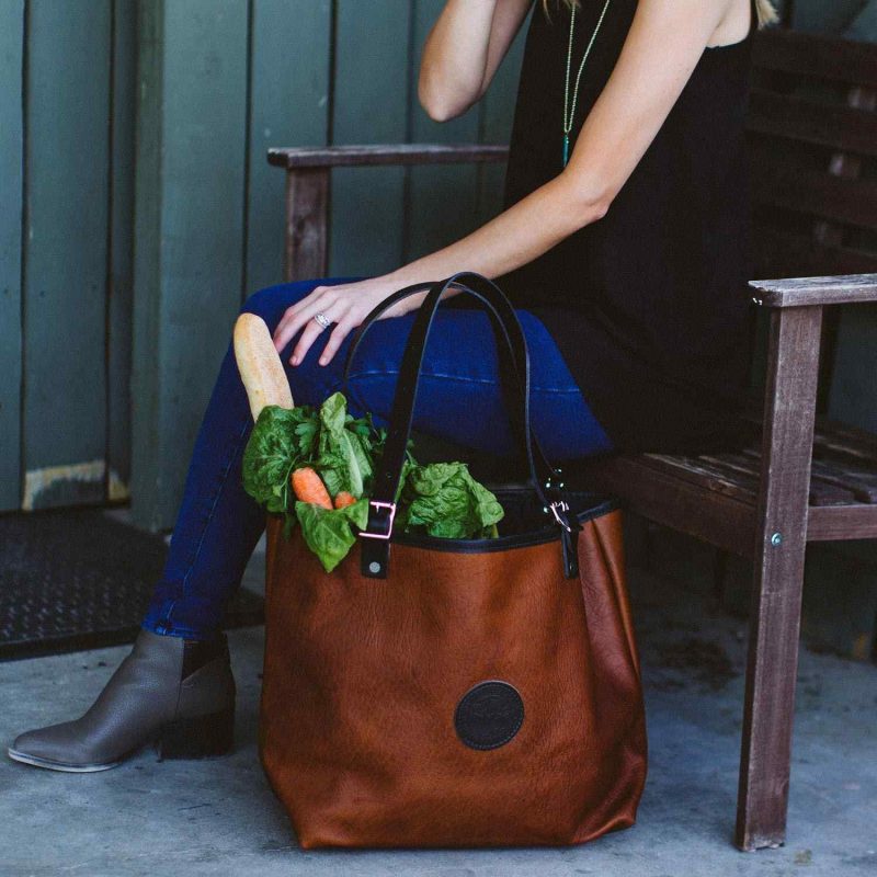 Custom Duluth Pack™ Bison Leather Market Tote with logo - 7