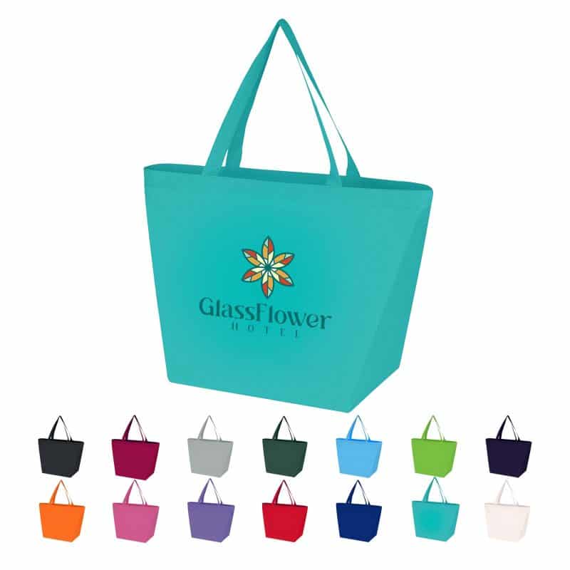 Custom Full Color Non-Woven Recycled Budget Shopper Tote with logo