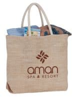 Custom Herringbone Jute Tote with logo - 3