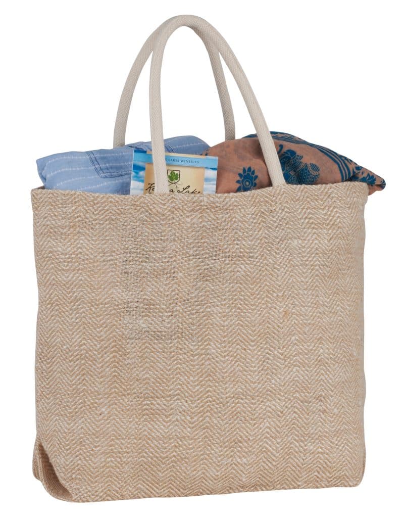 Custom Herringbone Jute Tote with logo - 5