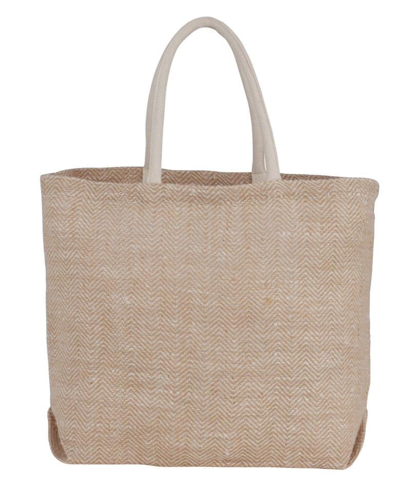 Custom Herringbone Jute Tote with logo - 7