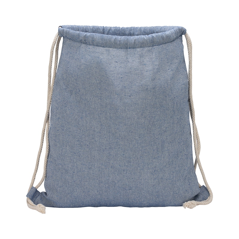 Custom Huron Recycled Cotton Drawstring Tote with logo - 1