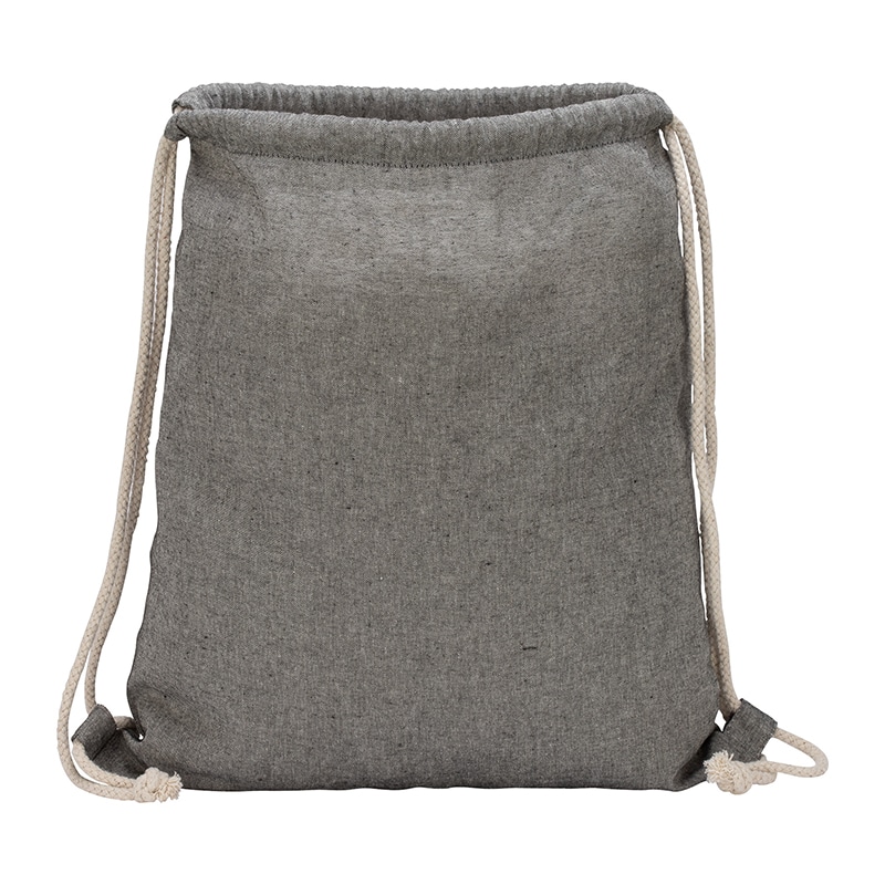 Custom Huron Recycled Cotton Drawstring Tote with logo - 2