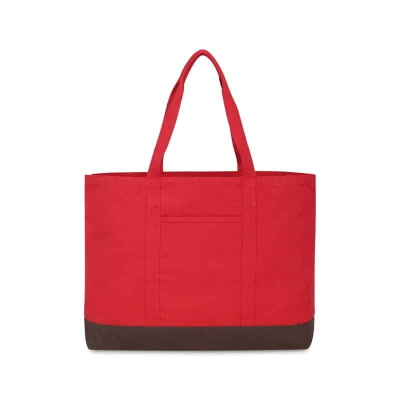Custom Ivy Recycled Cotton Carry-All Tote - AWARE™ - Crimson with logo - 1