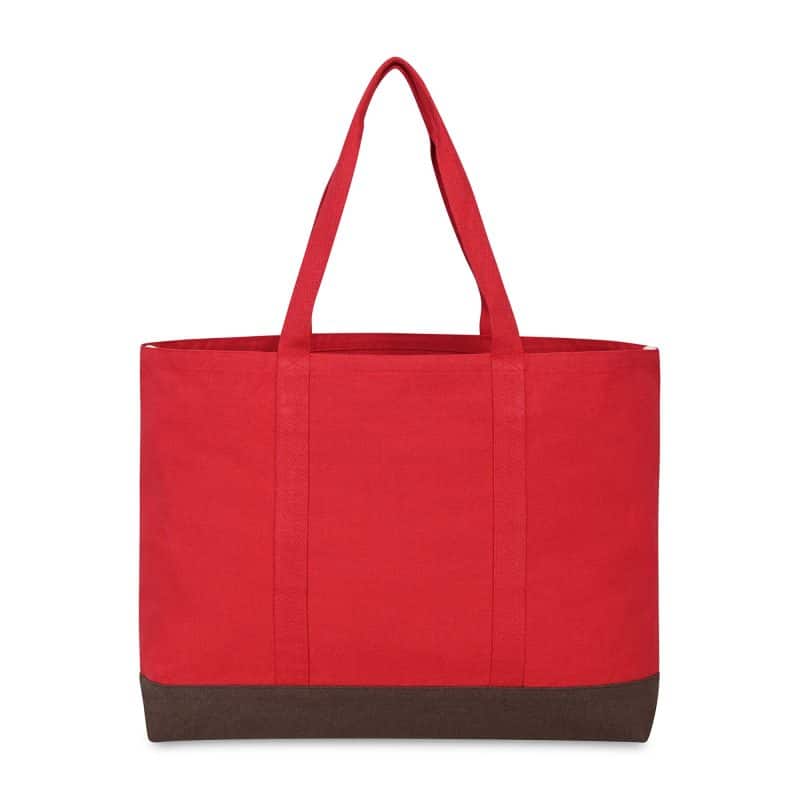Custom Ivy Recycled Cotton Carry-All Tote - AWARE™ - Crimson with logo - 2