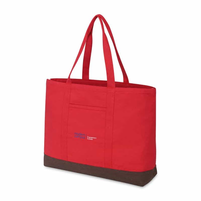 Custom Ivy Recycled Cotton Carry-All Tote - AWARE™ - Crimson with logo - 3