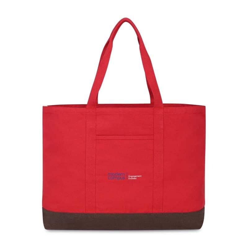 Custom Ivy Recycled Cotton Carry-All Tote - AWARE™ - Crimson with logo