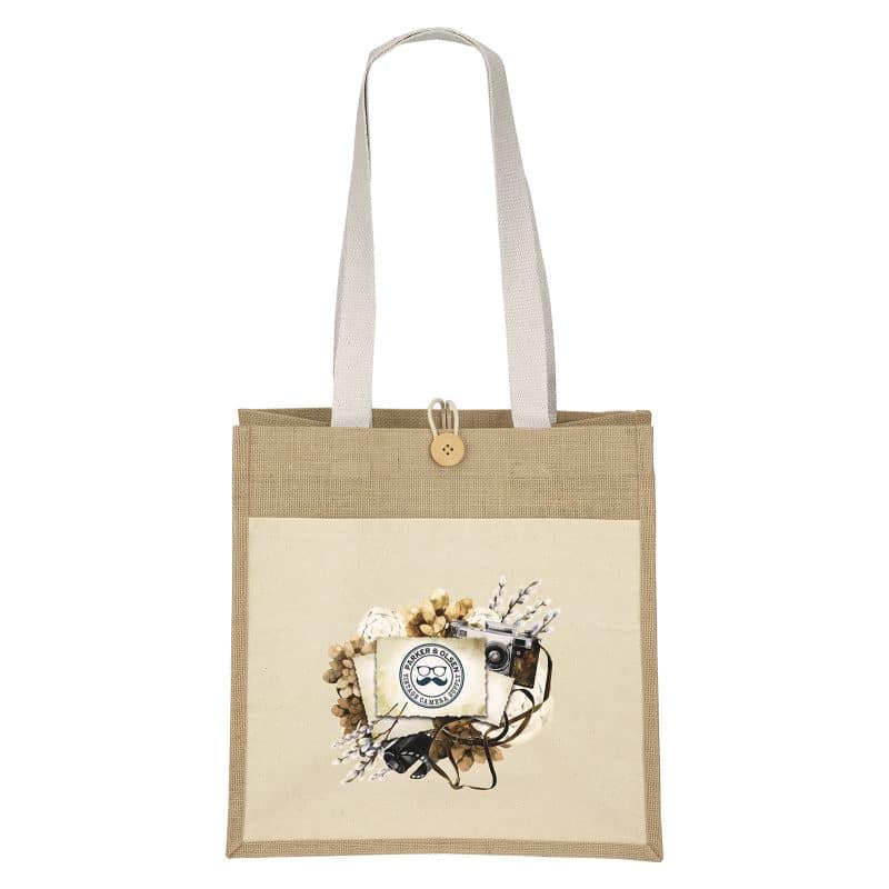 Custom Izzy™ - Jute Tote - ColorVista with logo - 2