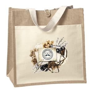 Custom Izzy™ - Jute Tote - ColorVista with logo