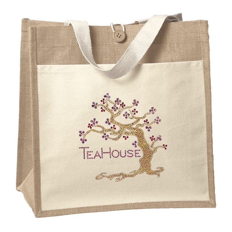 Custom Izzy™ - Jute Tote - Sparkle with logo