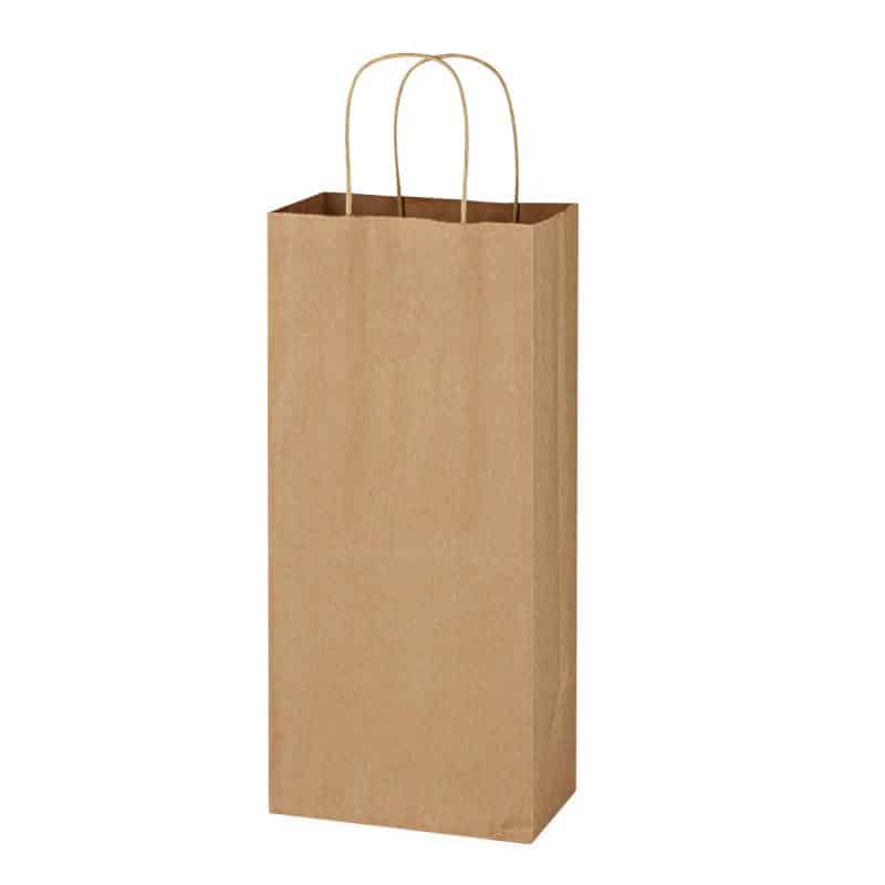 Custom Kraft Paper Brown Wine Bag - 5.25" X 13" with logo - 1