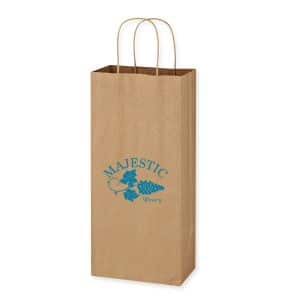 Custom Kraft Paper Brown Wine Bag - 5.25" X 13" with logo