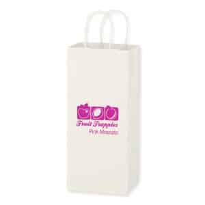 Custom Kraft Paper White Wine Bag - 5.25" X 13" with logo