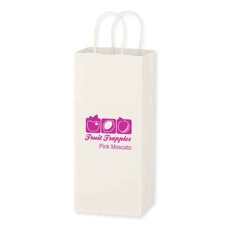 Custom Kraft Paper White Wine Bag - 5.25" X 13" with logo