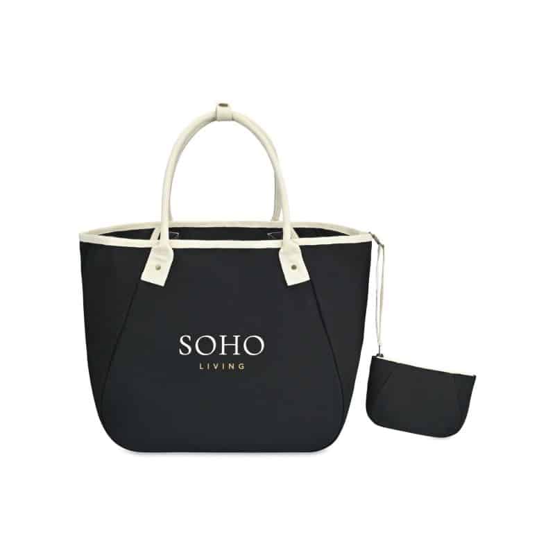 Custom Market Street Tapered Carryall Tote - Black with logo - 3