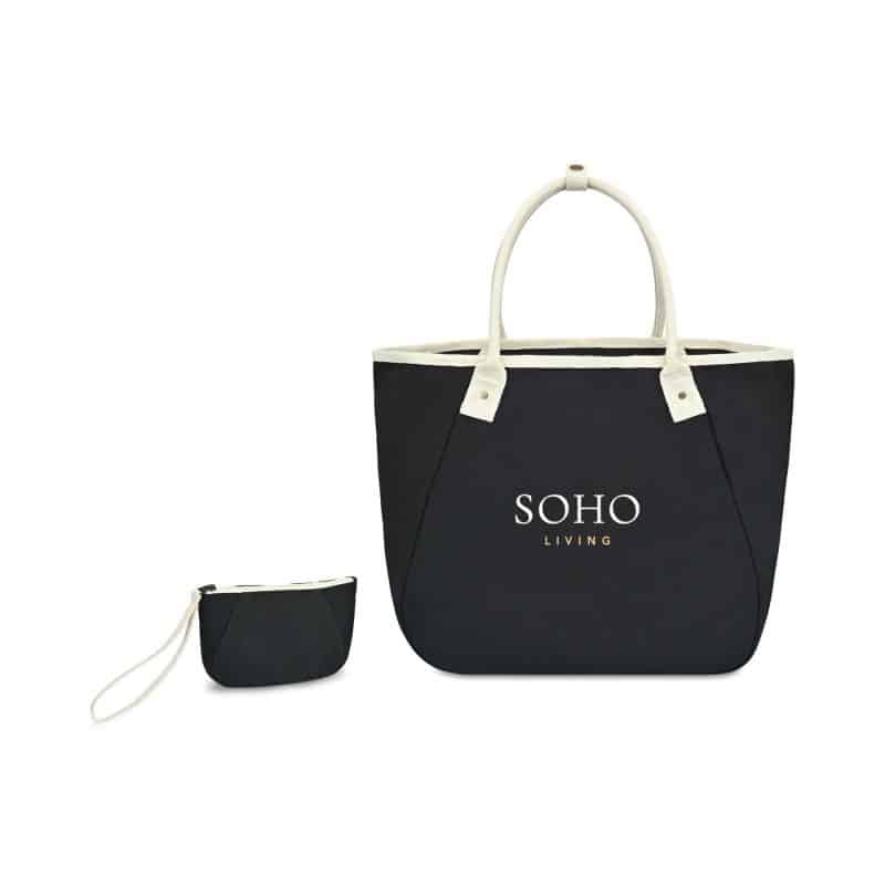 Custom Market Street Tapered Carryall Tote - Black with logo - 5
