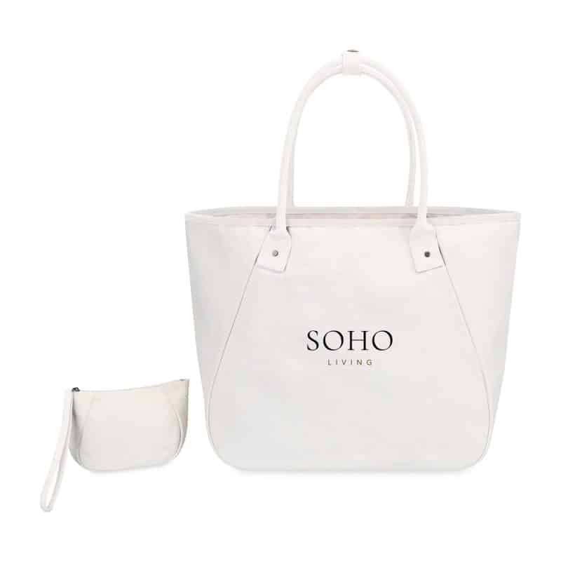 Custom Market Street Tapered Carryall Tote - Natural with logo - 3