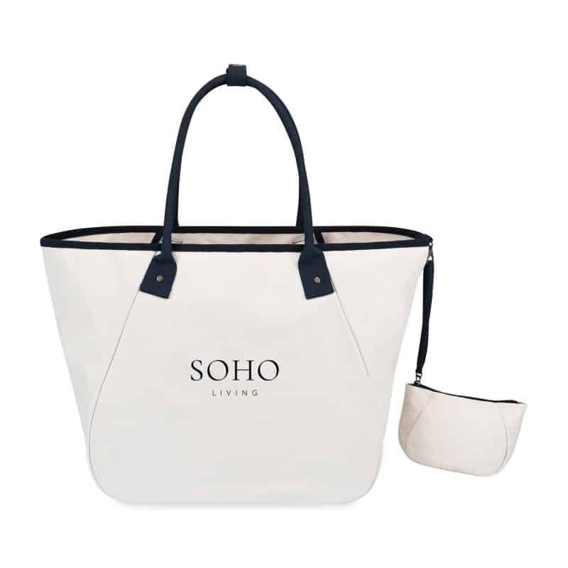 Custom Market Street Tapered Carryall Tote - Navy with logo - 3