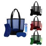 Custom Mesh Fuzzy Beach Bag Set with logo - 1
